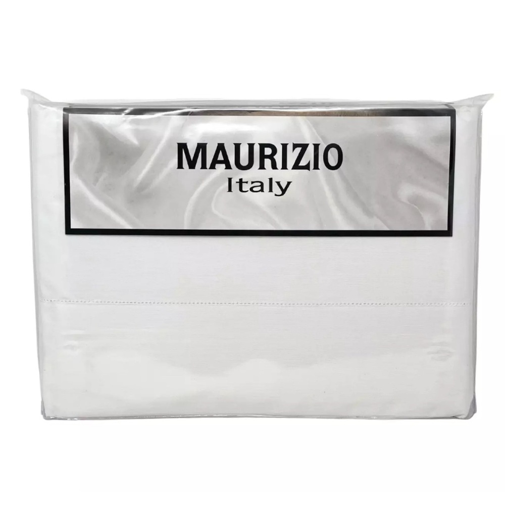 MAURIZIO Made In Italy QUEEN 3PC Cotton Chic Hemstitch White Duvet Cover Set NEW